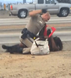 California Highway Patrolman Beats Barefoot Bag Lady