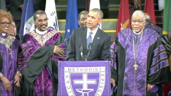 President Sings ‘Amazing Grace’ As He Eulogizes S. C. Pastor