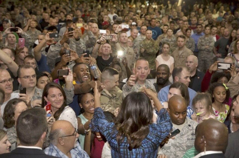 First Lady Obama Visits Troops In Qatar