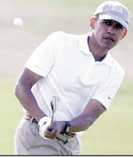 Pres. Obama Joined By Aaron Rodgers, Mark Kelly For Golf Outing