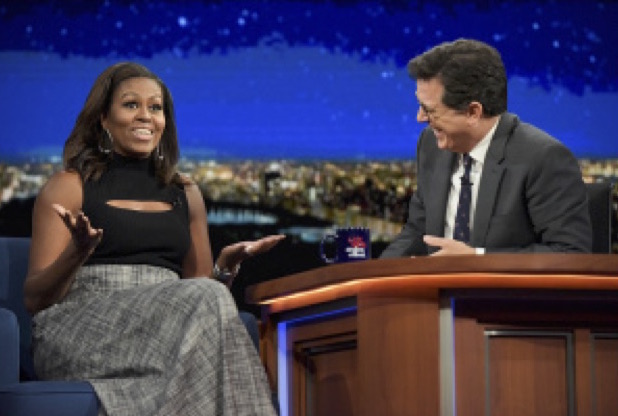 First Lady Michelle Obama Responds To Speech By Trump’s Wife; Gives Impression Of President On Late Night Show