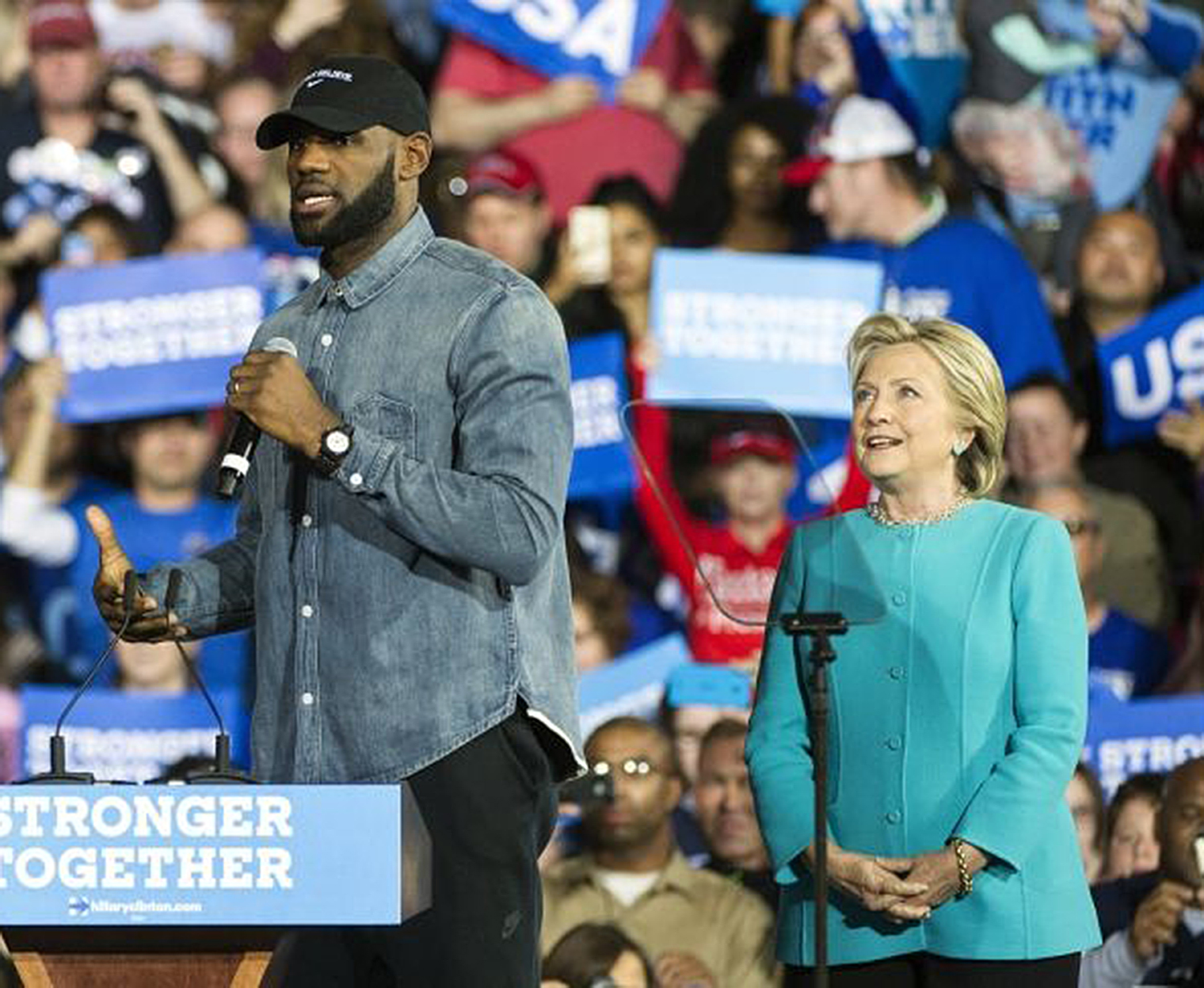 LeBron James Joins Hillary Clinton At Campaign Event In Cleveland