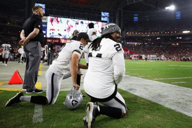 Marshawn Lynch Kneels During National Anthem At Preseason Game