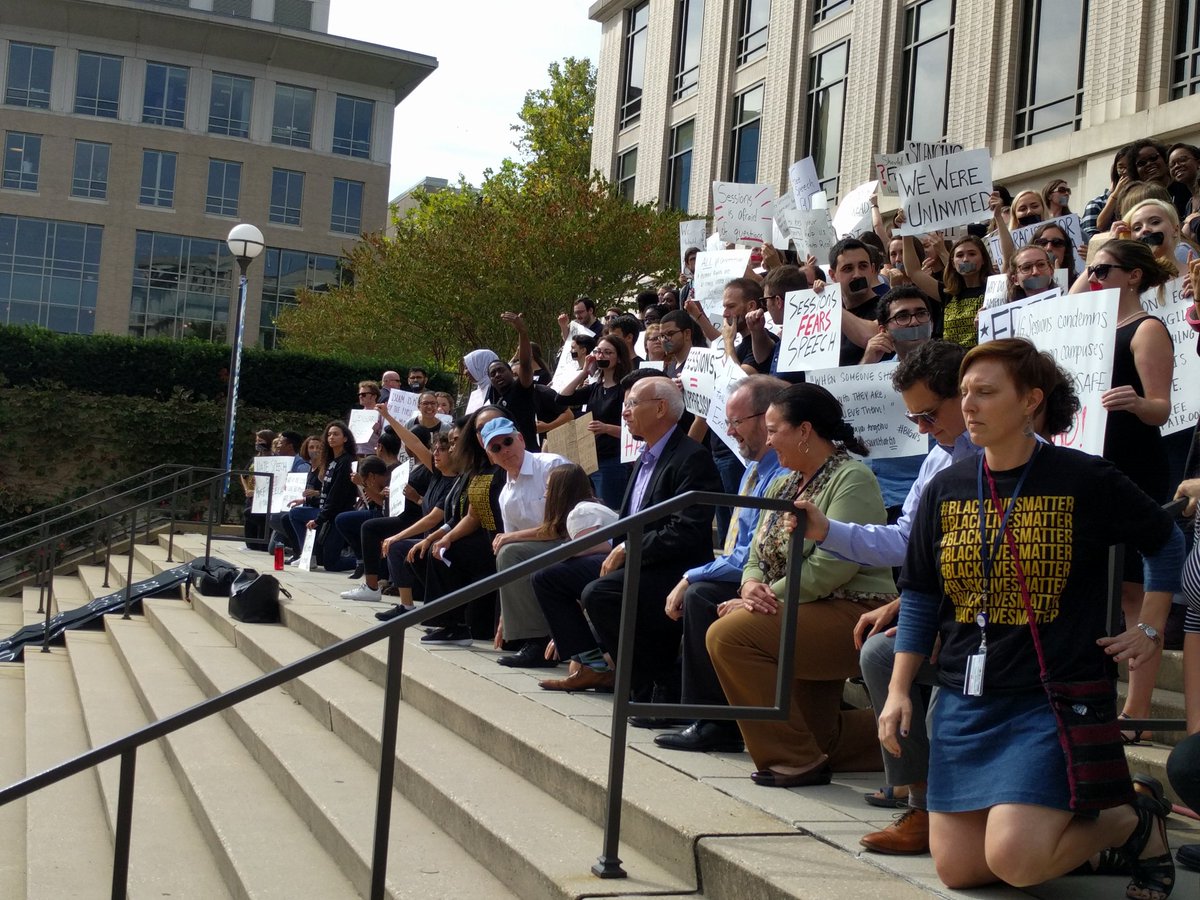 Georgetown Law Professors Take A Knee In Protest Of Jeff Sessions’ Visit