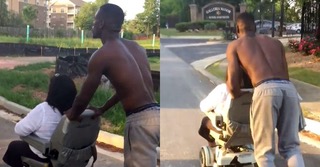 Young Man Pushes Wheelchair Bound Woman Home After Her Battery Runs Out