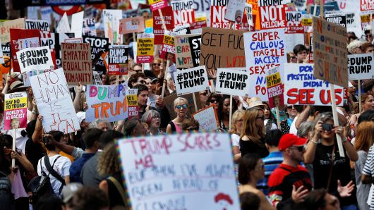 Thousands of protesters march against Trump in London