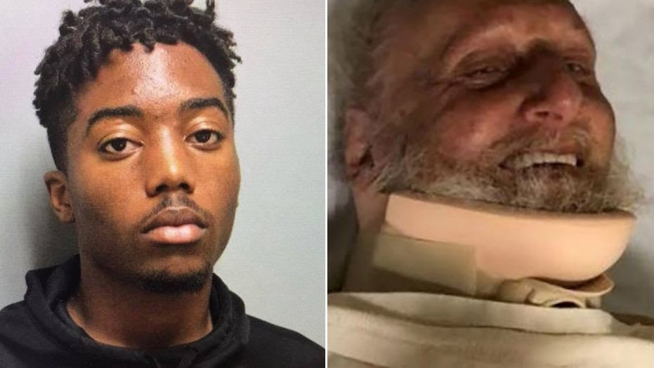 Police chief's son, 18, charged with beating elderly man, smiles, flips bird in court