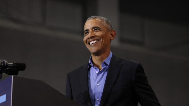 Former President Obama And Former Attorney General Eric Holder Campaigns With Michigan Democrats