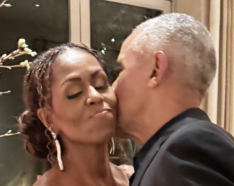 Michelle Obama Dances With Barack In A Strapless Leather LBD For Valentine's Day Date Night